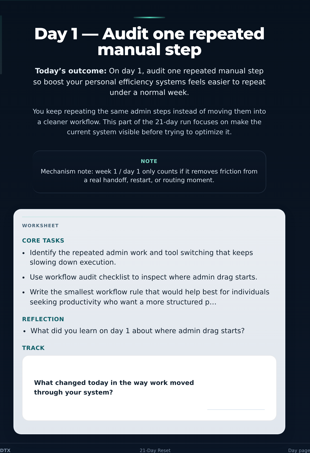 Review & Refine. Check what changed, what still needs adjustment, and how to keep the system usable.
