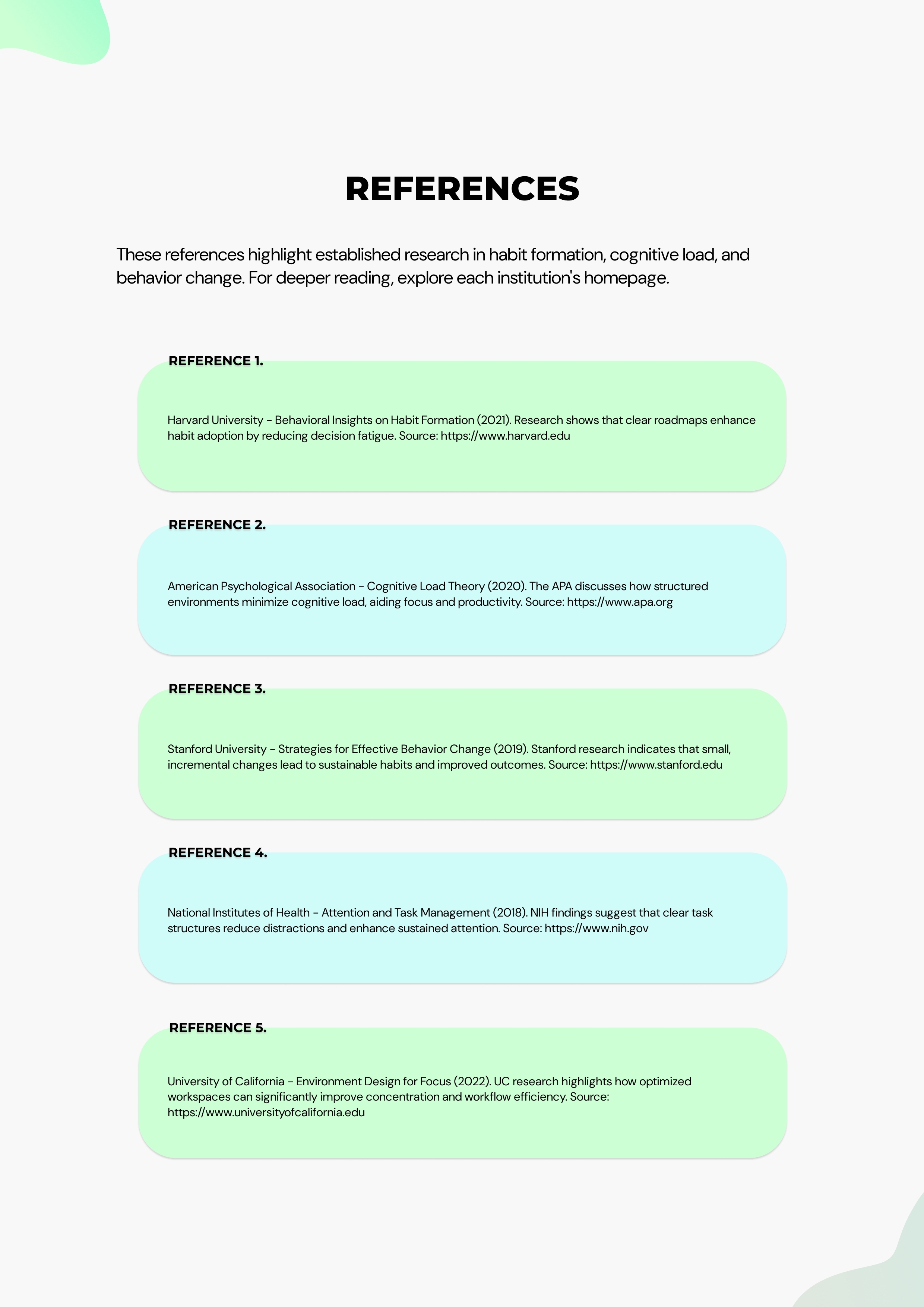 Reference Sheet. Use the reference material while working through the system.