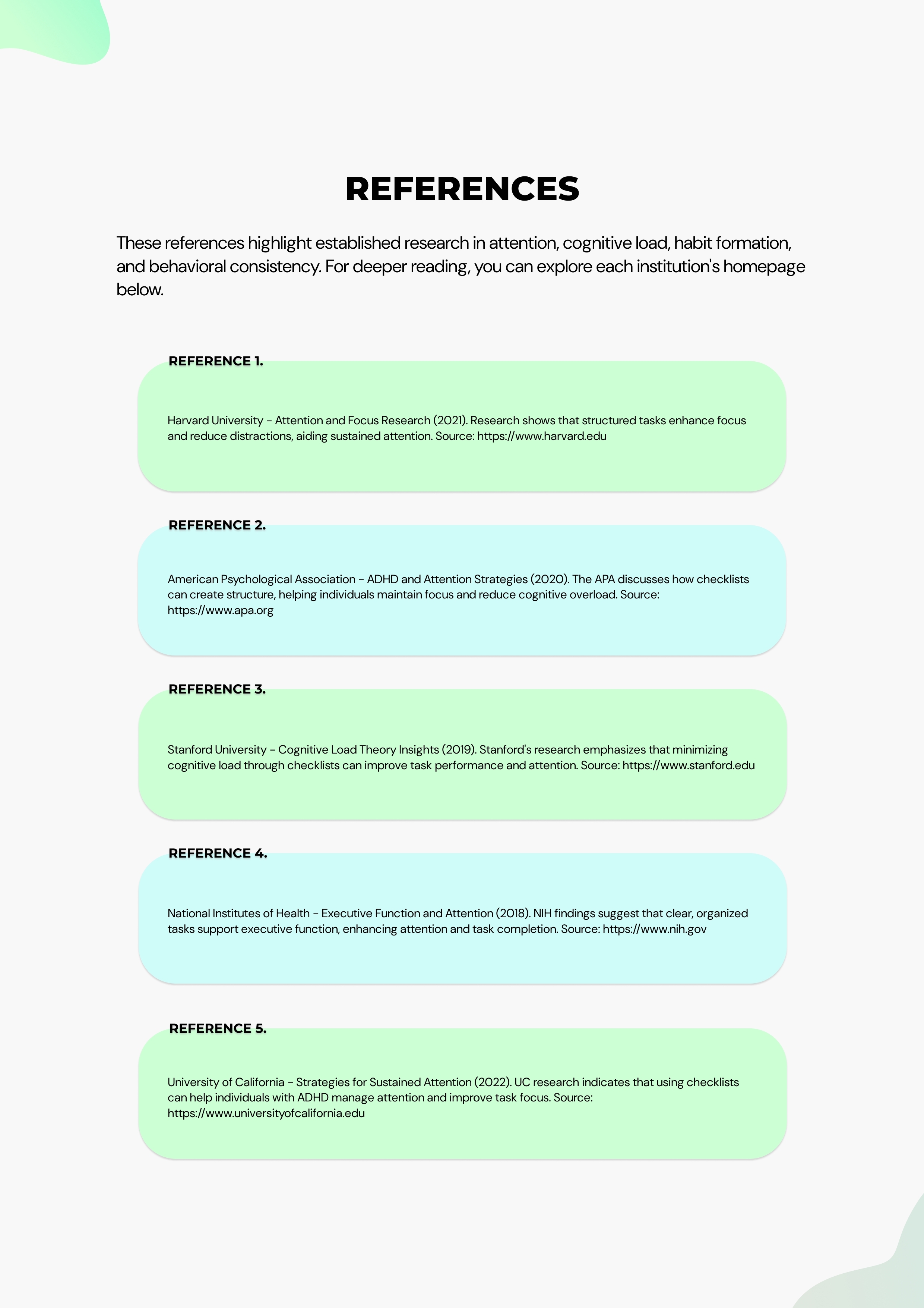 Reference Sheet. Use the reference material while working through the system.