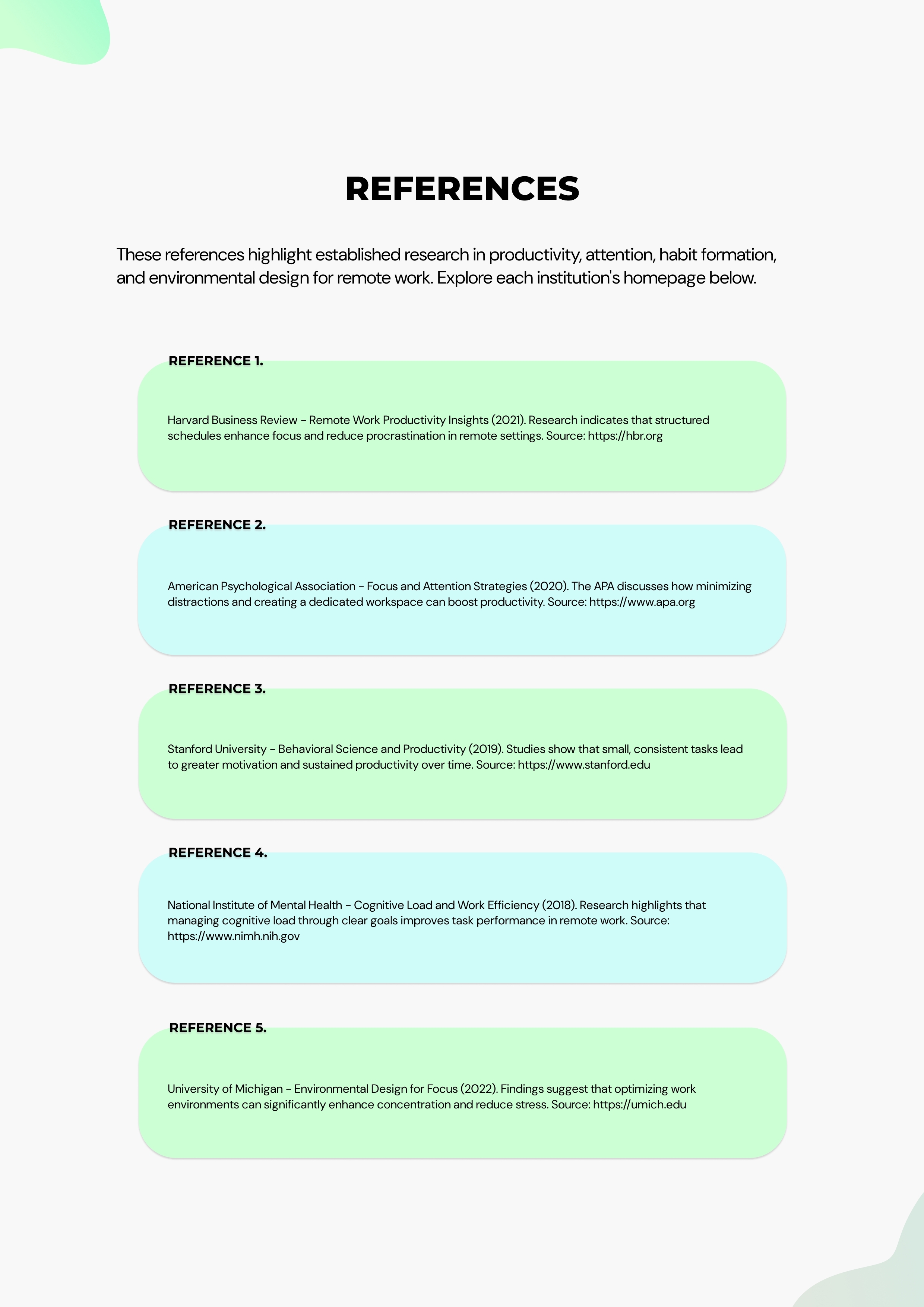 Working Material. Use the reference material while working through the system.
