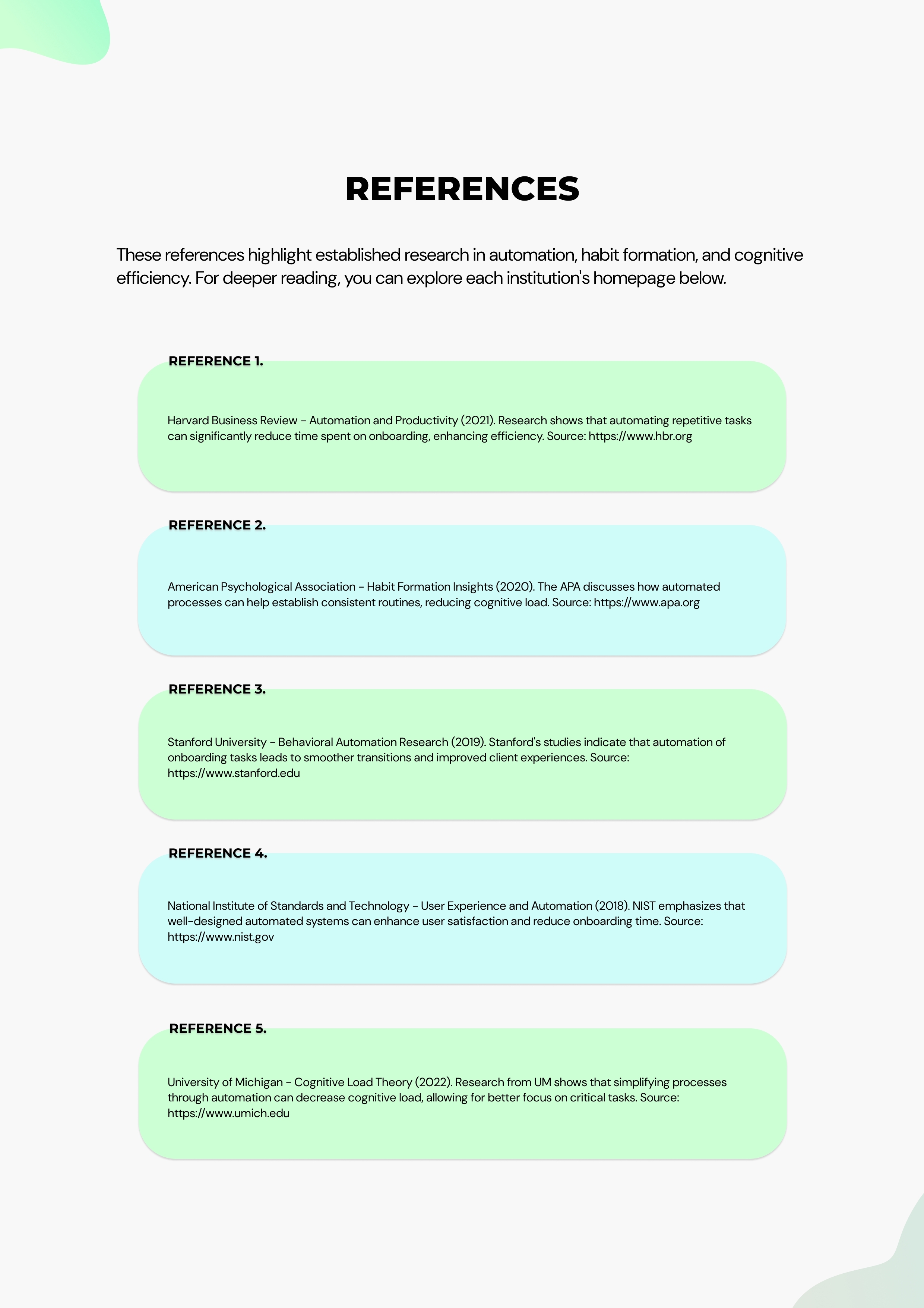 Reference Sheet. Use the reference material while working through the system.