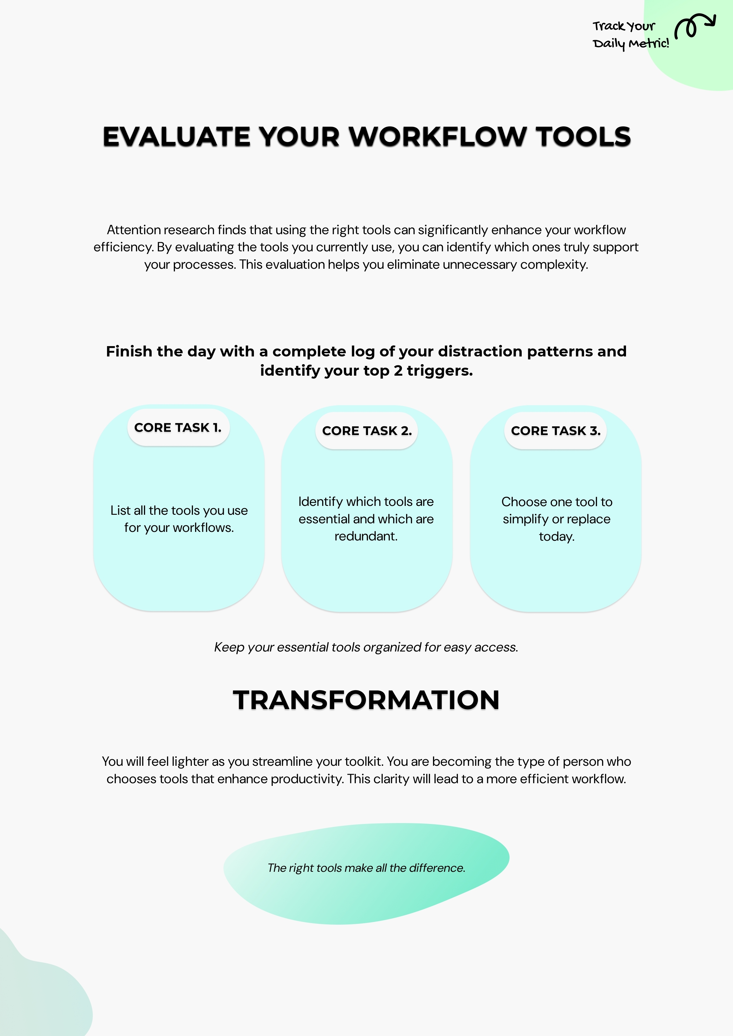 Implementation Step. Turn the system into a concrete workflow, checklist, or task structure.