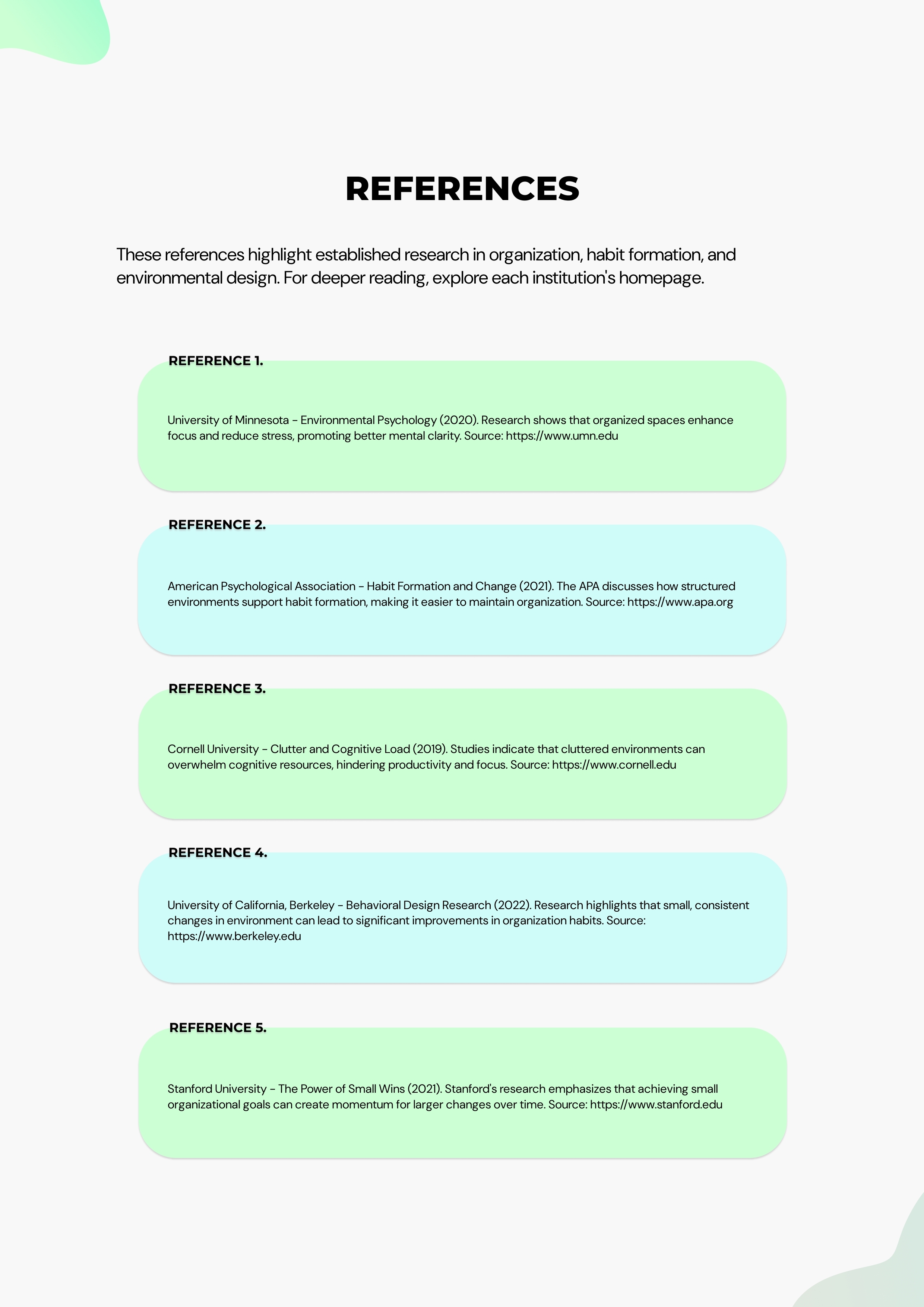 Reference Sheet. Use the reference material while working through the system.